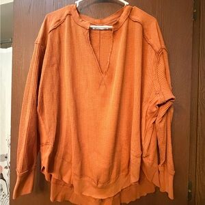 We The Free Orange V-Neck Sweater